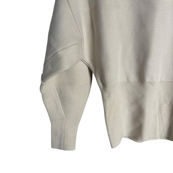 Zara Cream Crewneck Cinched Waist Pullover Sweatshirt Size Small - Picture 6 of 10